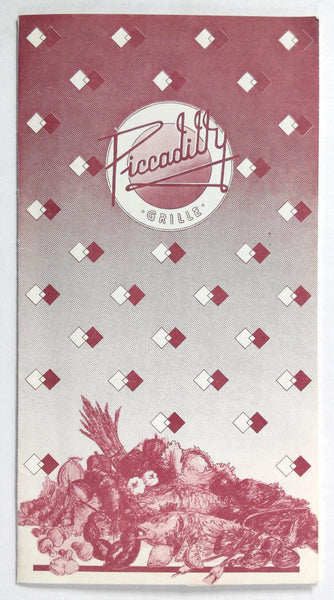 1980's Vintage Menu PICCADILLY GRILLE Battle Creek Michigan Great Lakes Seafood