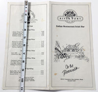 1980's Vintage Menu GUIDO KELLY'S RIVER PORT Italian Restaurant Irish Bar Texas