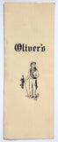 1980's Original Vintage Menu OLIVER'S RESTAURANT Upland California