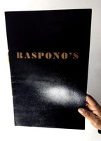 1970's Menu & Wine List RASPONO'S Italian Restaurant Tarzana CA Tony Raspono