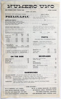 1970's Vintage Grand Opening Take-Out Menu NUMERO UNO PIZZERIA Toluca Lake CA