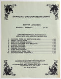 1980's Vintage Buffet Luncheon Menu SHANGHAI DRAGON Restaurant Woodland Hills CA
