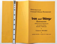 1970's Vintage Take-Out Menu BUN AND THINGS Chinese Taiwan Restaurant Reseda CA