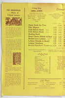 1960's Vintage Dinner Menu THE GABLES Food Shop Restaurant Deerfield MA