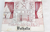 1970's Vintage Printer Artist Proof Napkin Design VALHALLA Restaurant Monson MA