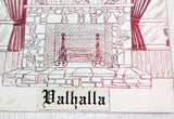 1970's Vintage Printer Artist Proof Napkin Design VALHALLA Restaurant Monson MA