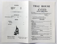 1990's Vintage Take-Out Menu THAI HOUSE Restaurant Hadley MA Thai Cuisine