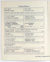 1950's Vintage Menu A & B LOBSTER HOUSE Restaurant Key West Florida