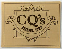 Vintage Small Menu Brochure CQ's HARBOUR TOWN Hilton Head Island South Carolina