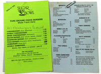 1960's Vintage Menu SUGAR BOWL Restaurant Ohio Candy Shakes Phosphates Malts