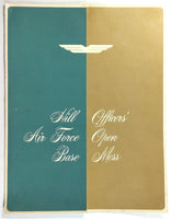 1960's Vintage Officers Open Mess Full Size Menu HILL AFB Air Force Base Utah