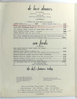1960's Vintage Officers Open Mess Full Size Menu HILL AFB Air Force Base Utah