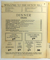 1960's Vintage Menu THE DUTCH MILL Restaurant Nite Club Minot North Dakota