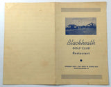 1940's Original Vintage Menu BLACKHEATH GOLF CLUB Restaurant Northbrook Illinois