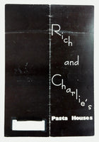 1976 Original Vintage Menu RICH & CHARLIE'S PASTA HOUSES Ballwin Missouri