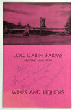 1940 Vintage Wine & Liquor List Menu LOG CABIN FARMS Restaurant Armonk New York