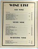 1970's Vintage Mystery Location Dinner & Wine Menu TRAMPS ITALIANO Restaurant