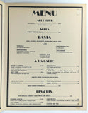 1970's Vintage Mystery Location Dinner & Wine Menu TRAMPS ITALIANO Restaurant