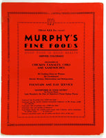 1940's Vintage Menu MURPHY'S FINE FOODS Restaurant & Fountain Denver Colorado