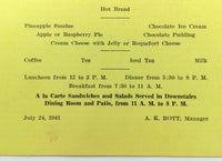 1941 Original Vintage Menu Card TELLER HOUSE Restaurant Central City Colorado