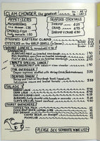 1970's Vintage Menu WALT'S WHARF Seafood Restaurant Seal Beach California