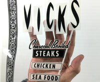 VICKS Restaurant Waco Texas Menu CLEAR COVER B & W PHOTOSTAT PROOF