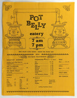 1980's Vintage Menu POT BELLY EATERY Bear Valley Lodge Arcade California