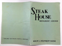 1970's Original Vintage Menu STEAK HOUSE Restaurant Ogunquit Maine Chef Gerhard