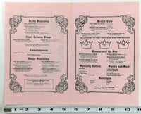 Vintage Original Menu THE THREE CROWNS Restaurant Lancaster Pennsylvania