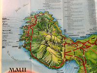 1979 MAUI Island & LAHAINA Aerial View Picture Map Blaise Domino Cartography