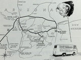 1960's ARIZONA APACHE INDIAN Cattle Roundup Travelogue Slim Barnard Ford Map