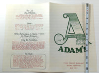 1980's Original Menu ADAM'S Restaurant Ventura Boulevard Encino California