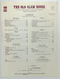 1980's Menu The OLD CLAM HOUSE Restaurant Alamo California