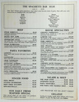 1980's SARDUCCI'S Italian Restaurant Original Vintage Menu