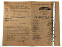 Vintage Full Size MENU EXPLAINER CARLOS N CHARLIE'S Jimmy Kitchen Cozumel Mexico