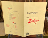 1976 Vintage Lunch Menu ZACHARY'S Restaurant COLONNADE HOTEL Boston MA