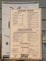 Huge Old Menu SALLY'S STAGE Musical Eatery Restaurant Chicago & Lombard Illinois
