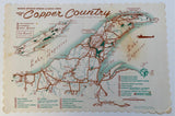 1960's Placemat COPPER COUNTRY Houghton Ontonagon Keweenaw & Baraga Counties Map