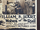 1918 Western William S. Hart in WOLVES OF THE RAIL Rare Silent Film Movie Herald