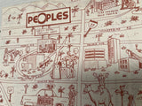 1980 Large Menu & Fold-Out Map PEOPLES RESTAURANT Phoenix Arizona