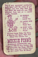 1960's Membership Card MICKIE FINN’S Speakeasy Nightclub San Diego California