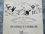 1895 Fete Menu Patrons Employes Corporation Sainte Barbe Ville De Lille France