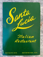 1960 SANTA LUCIA Italian Restaurant Vintage Menu Huntington Park California