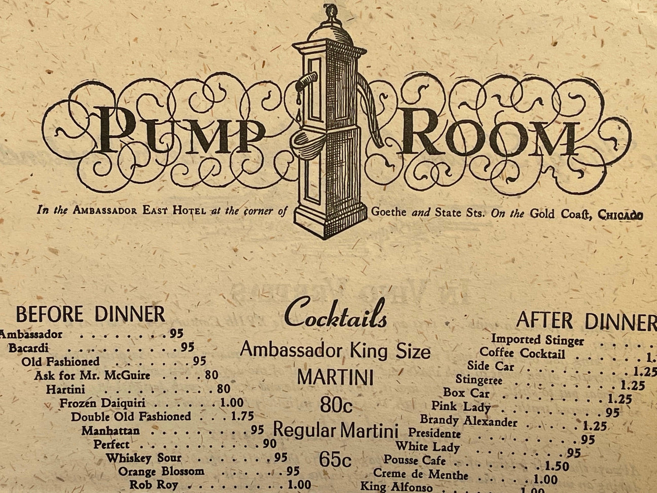 1955 The Pump Room Restaurant Menu Ambassador East Hotel Chicago Illin Vintage Menu Mania 3666