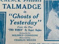 1918 NORMA TALMADGE in GHOSTS of YESTERDAY Rare Silent Film Movie Theatre Herald