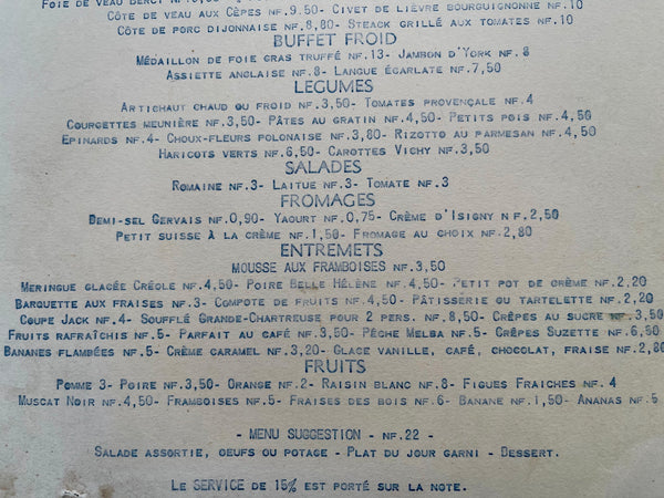 1961 GRILL DU CRILLON Hotel Restaurant Menu Paris France – Vintage Menu ...