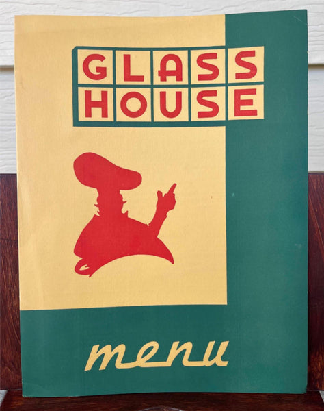 1960's GLASS HOUSE Original Restaurant Menu & Placemat