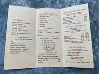 JERRY SHARKO'S Restaurant Vintage Menu Lisle Illinois Jerry Ron Don Sharko