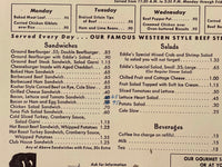 1950's EDDIE'S Restaurant Vintage Menu Portland Oregon