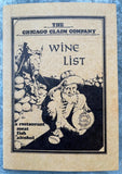 The CHICAGO CLAIM COMPANY Restaurant Vintage Wine List Menu Chicago Illinois